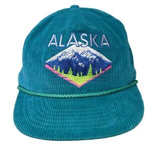 Alaska Snapback Rope Hat Blue One Size Corduroy Embroidered Outdoor